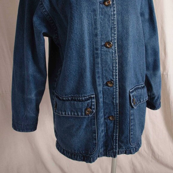 Vintage 90s St. John's Bay Women's Denim Barn Coat Chore Jacket Corduroy Collar - Picture 3 of 10